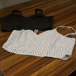 Universal Thread Black and Striped Crop Tops